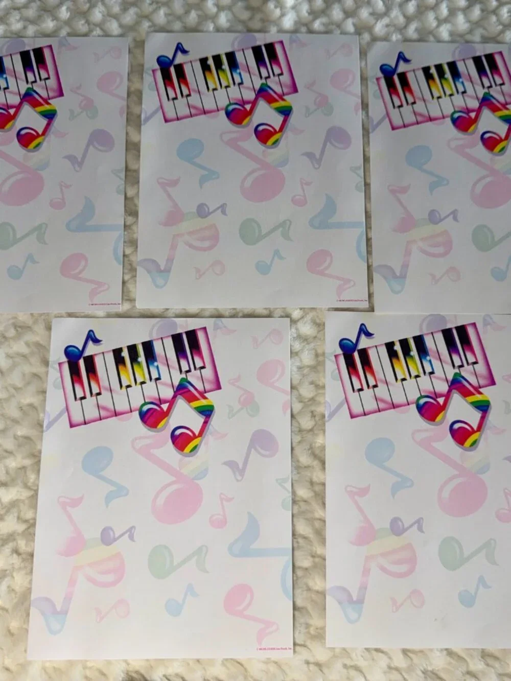 Vintage Lisa Frank Piano Music Notes Stationary Set -Pen still writes! Purple In